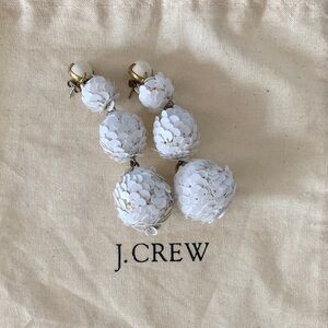 J. Crew White sequin ball drop Earrings